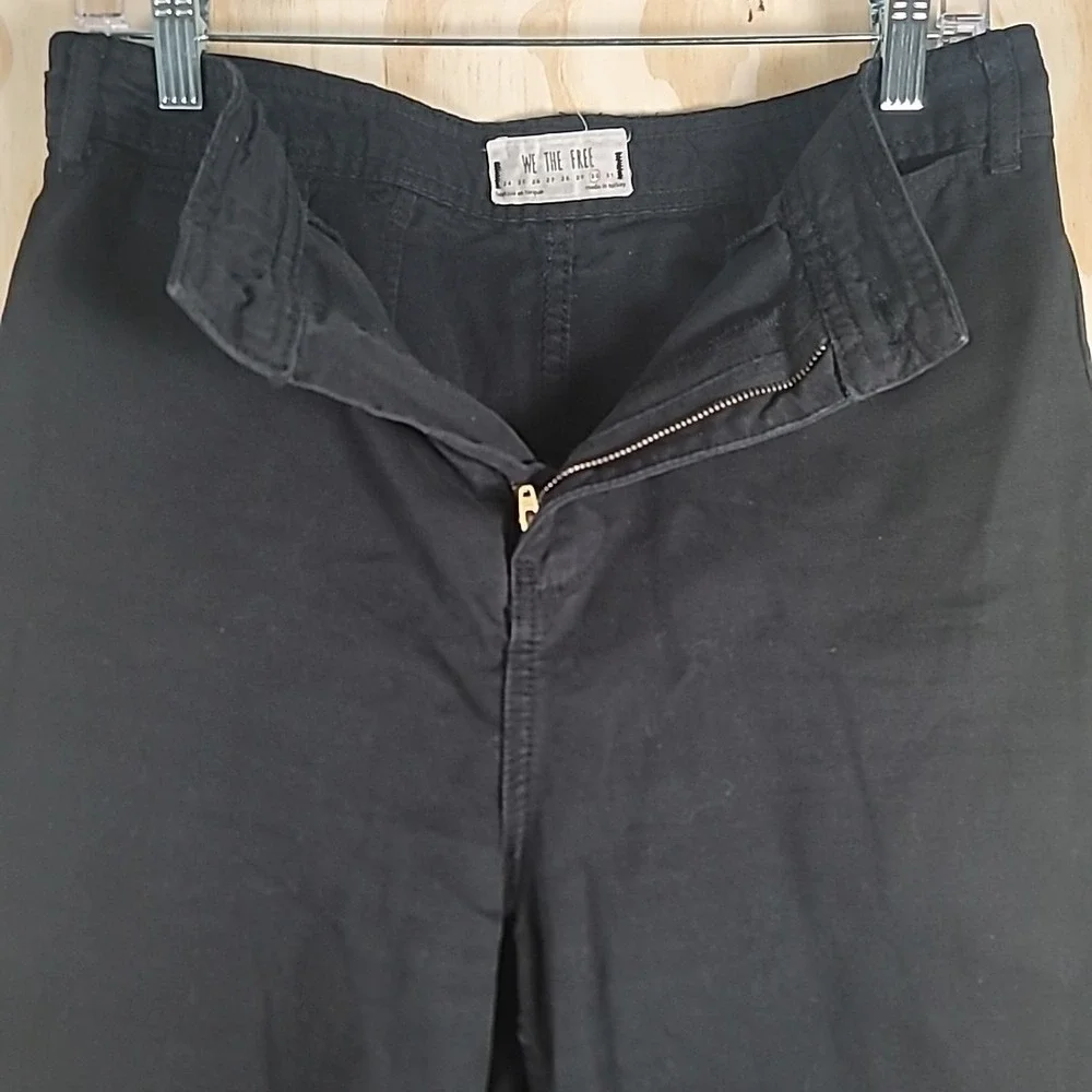 Free People Wide Leg Pants Womens 30  Black Crop High Rise We The Free